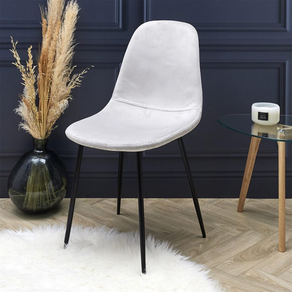 Lot de 2 chaises velours côtelé gris clair