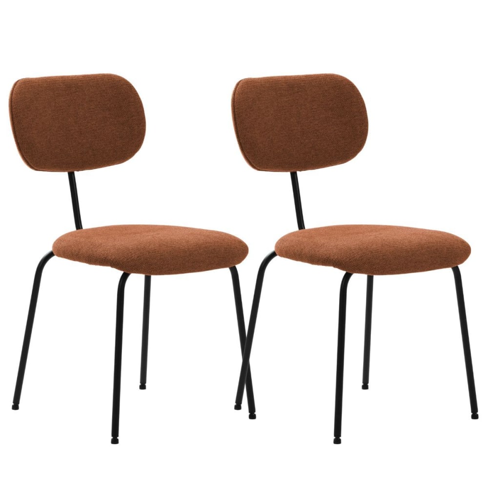 Lot de 2 chaises tissu maille brique arrière dossier bois pieds métal