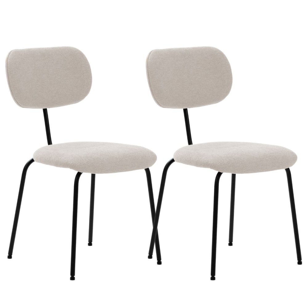 Lot de 2 chaises tissu maille beige arrière dossier bois pieds métal