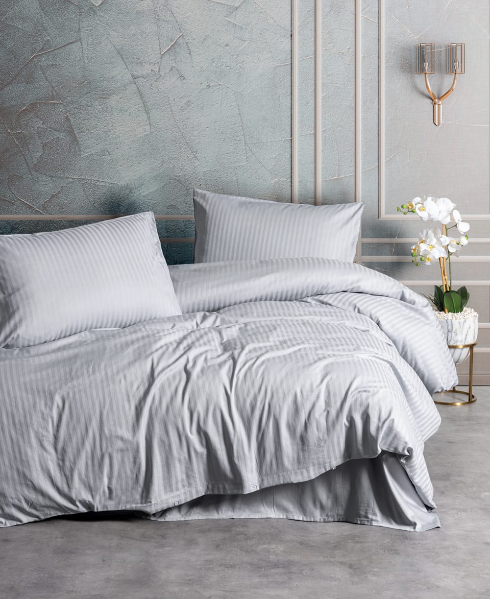 Parure de couette 240 x 220 cm - 2 personnes satin de coton rayé