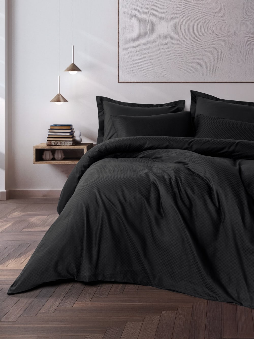 Parure de couette 200 x 200 cm - 2 personnes  coton uni jacquard
