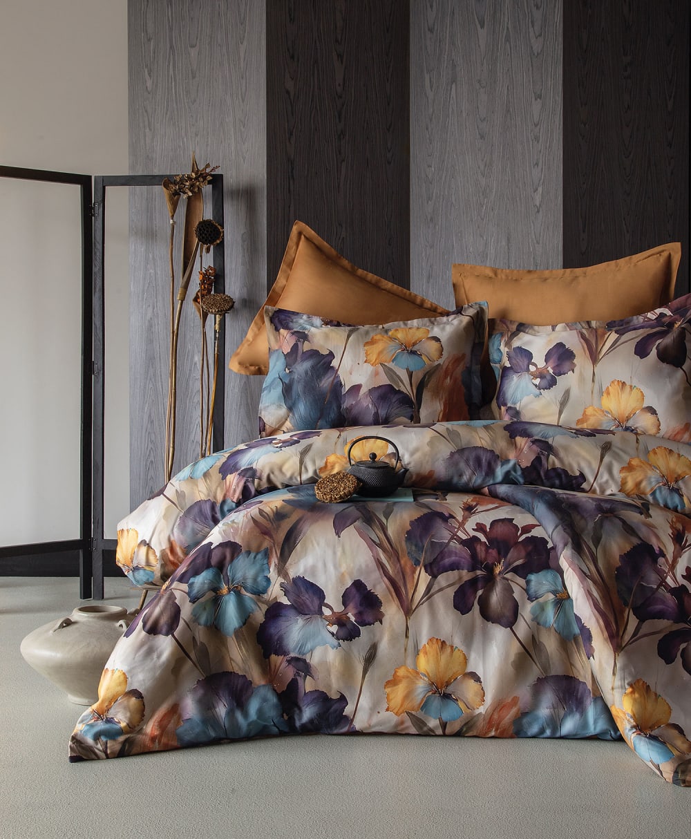 Parure de couette 240 x 220 cm - 2 personnes satin de coton imprimé