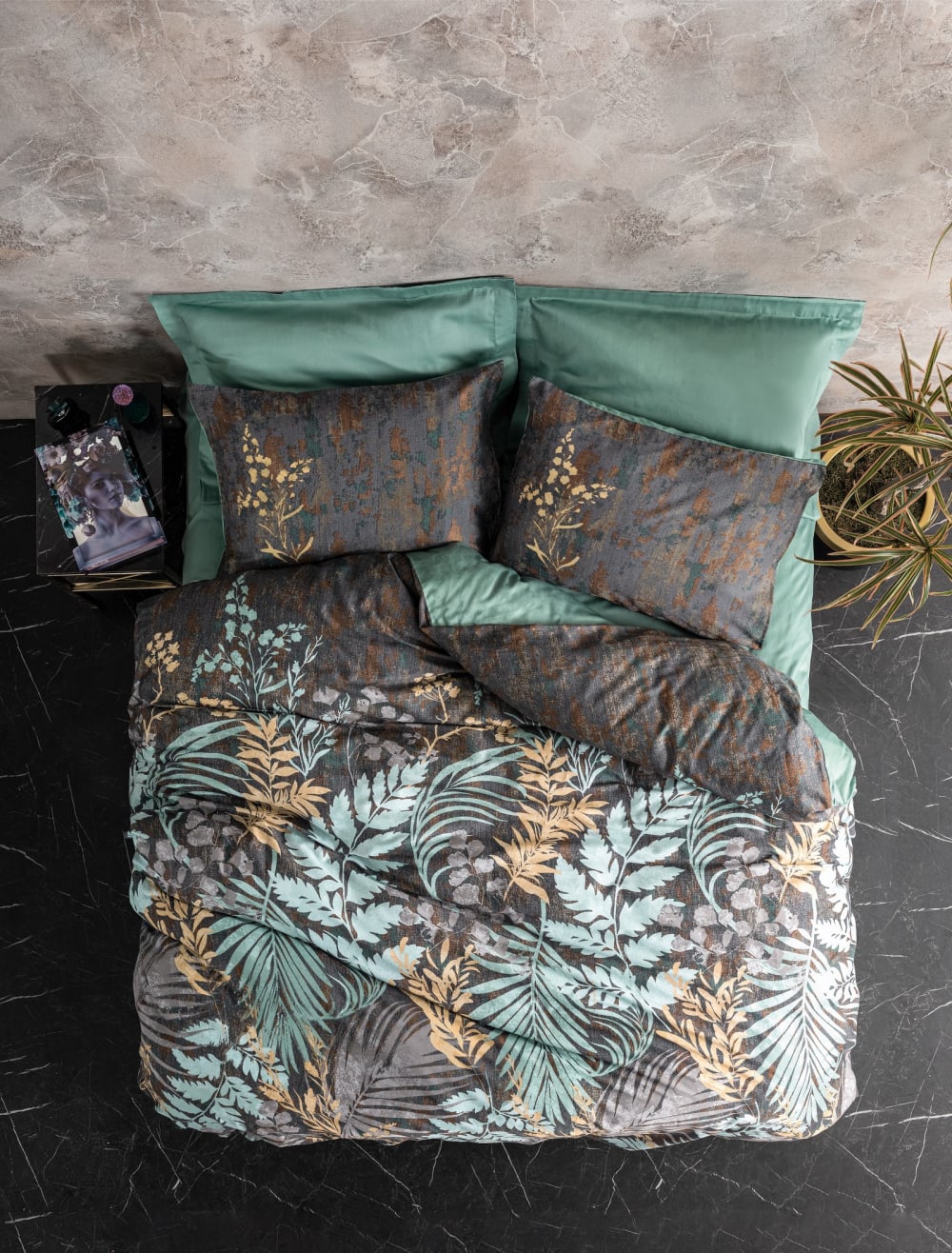 Parure de couette 240 x 220 cm - 2 personnes satin de coton imprimé