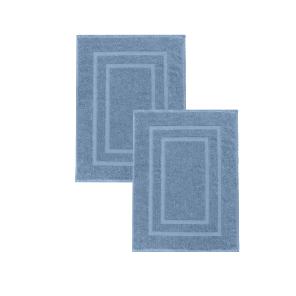 Lot de 2 tapis de bain 50x70 cm éponge bleu