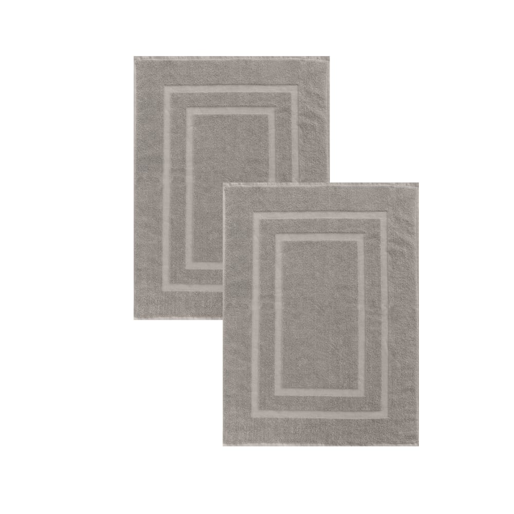 Lot de  2 tapis de bain 50x70 cm éponge gris