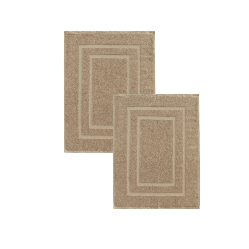 Lot de  2 tapis de bain 50x70 cm éponge beige