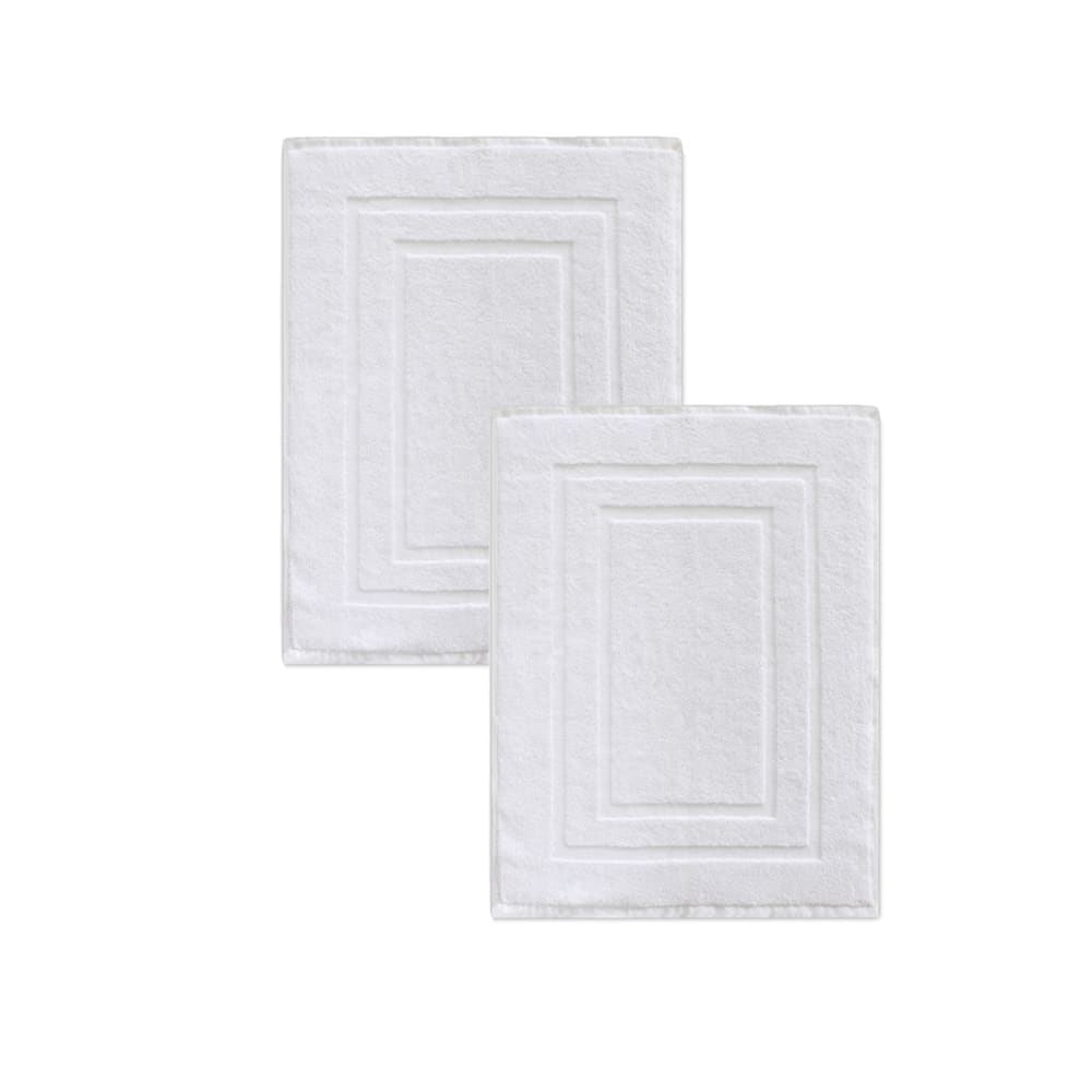 Lot de  2 tapis de bain 50x70 cm éponge blanc