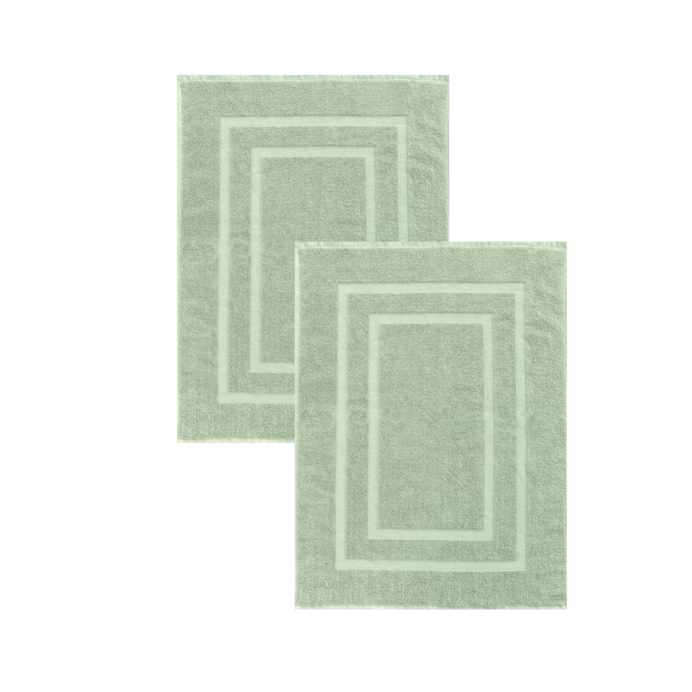 Lot de 2 tapis de bain 50x70 cm éponge vert tilleul Lot de 2 tapis de bain 50x70 cm éponge vert tilleul