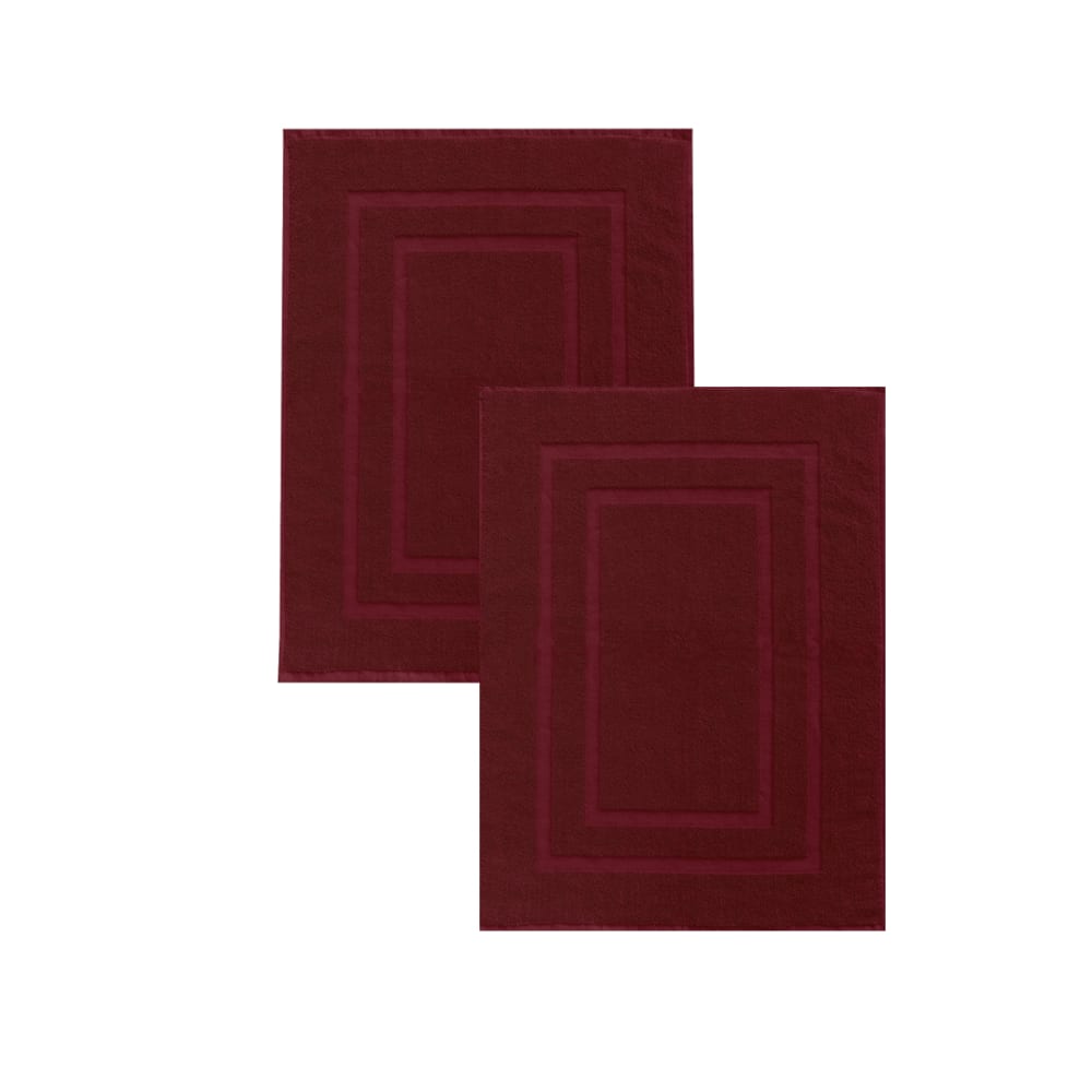 Lot de  2 tapis de bain 50x70 cm éponge bordeaux