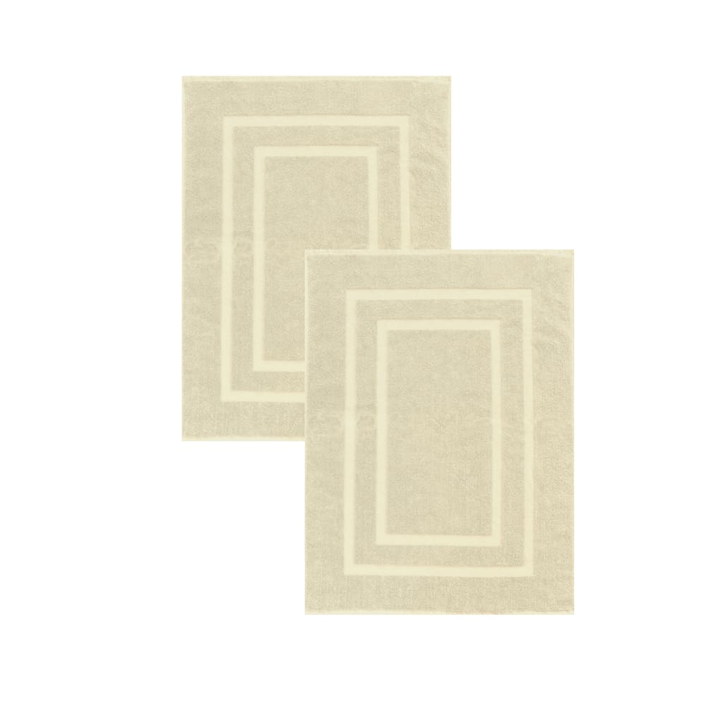 Lot de  2 tapis de bain 50x70 cm éponge ecru