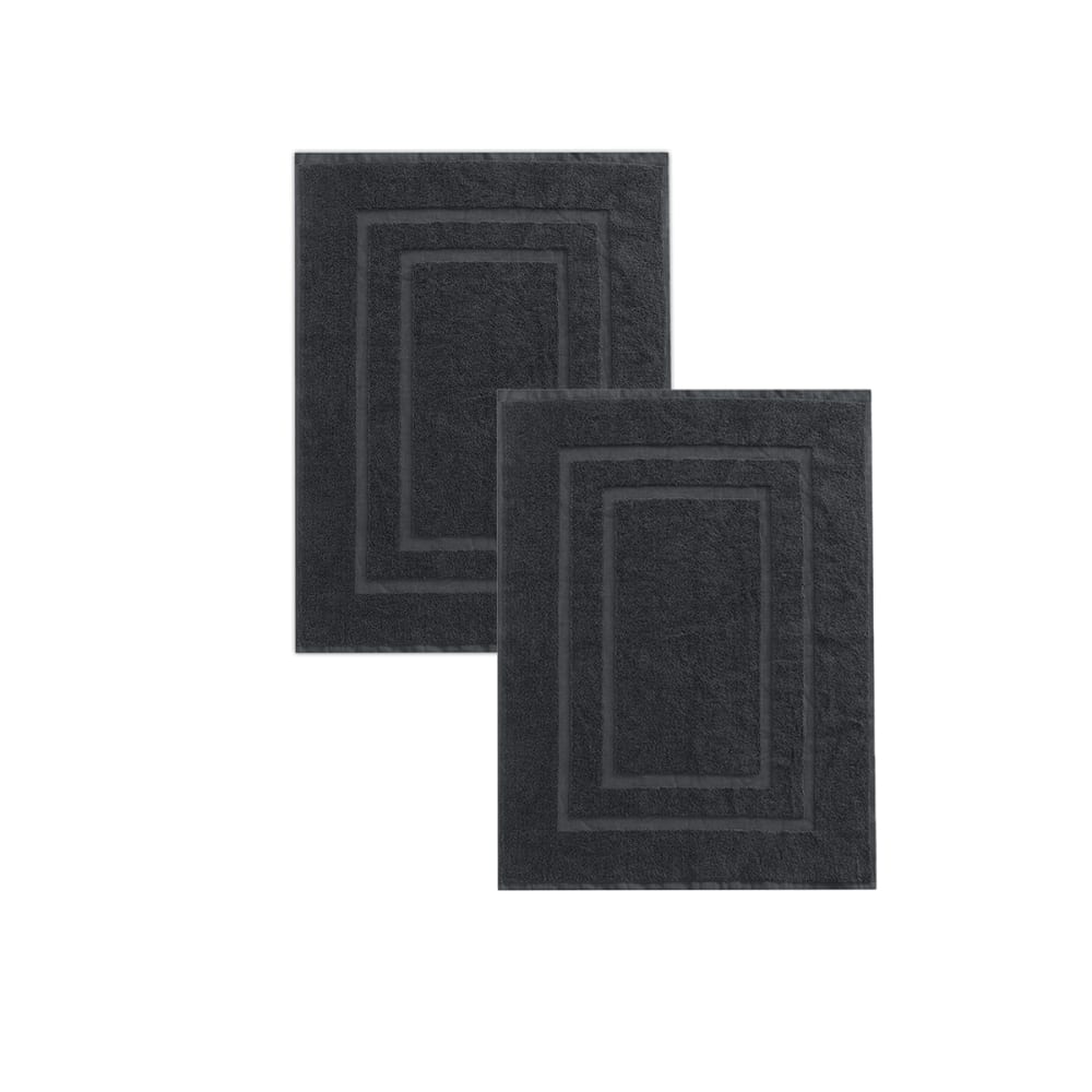 Lot de  2 tapis de bain 50x70 cm éponge antracite