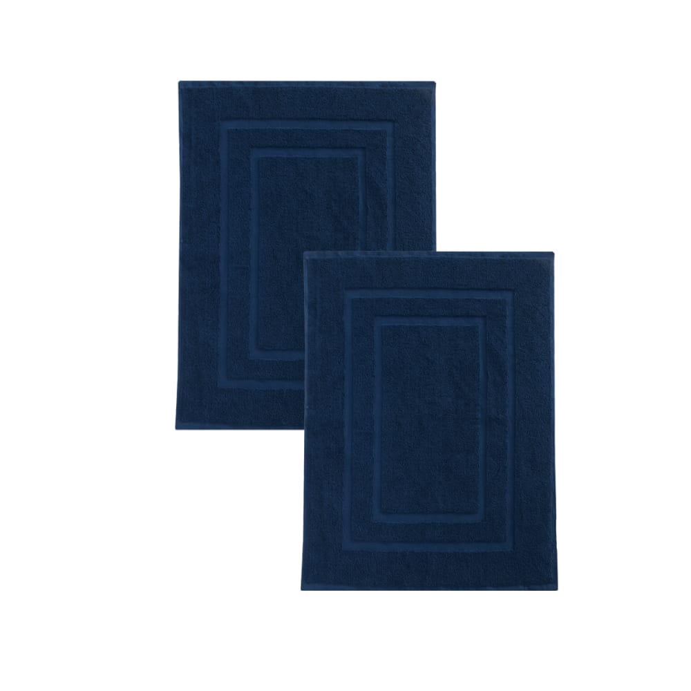 Lot de  2 tapis de bain 50x70 cm éponge marine