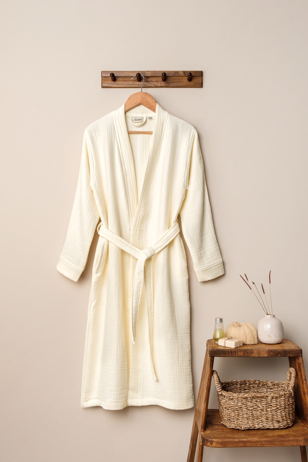 Peignoir gaze de coton l/xl écru Peignoir gaze de coton l/xl écru