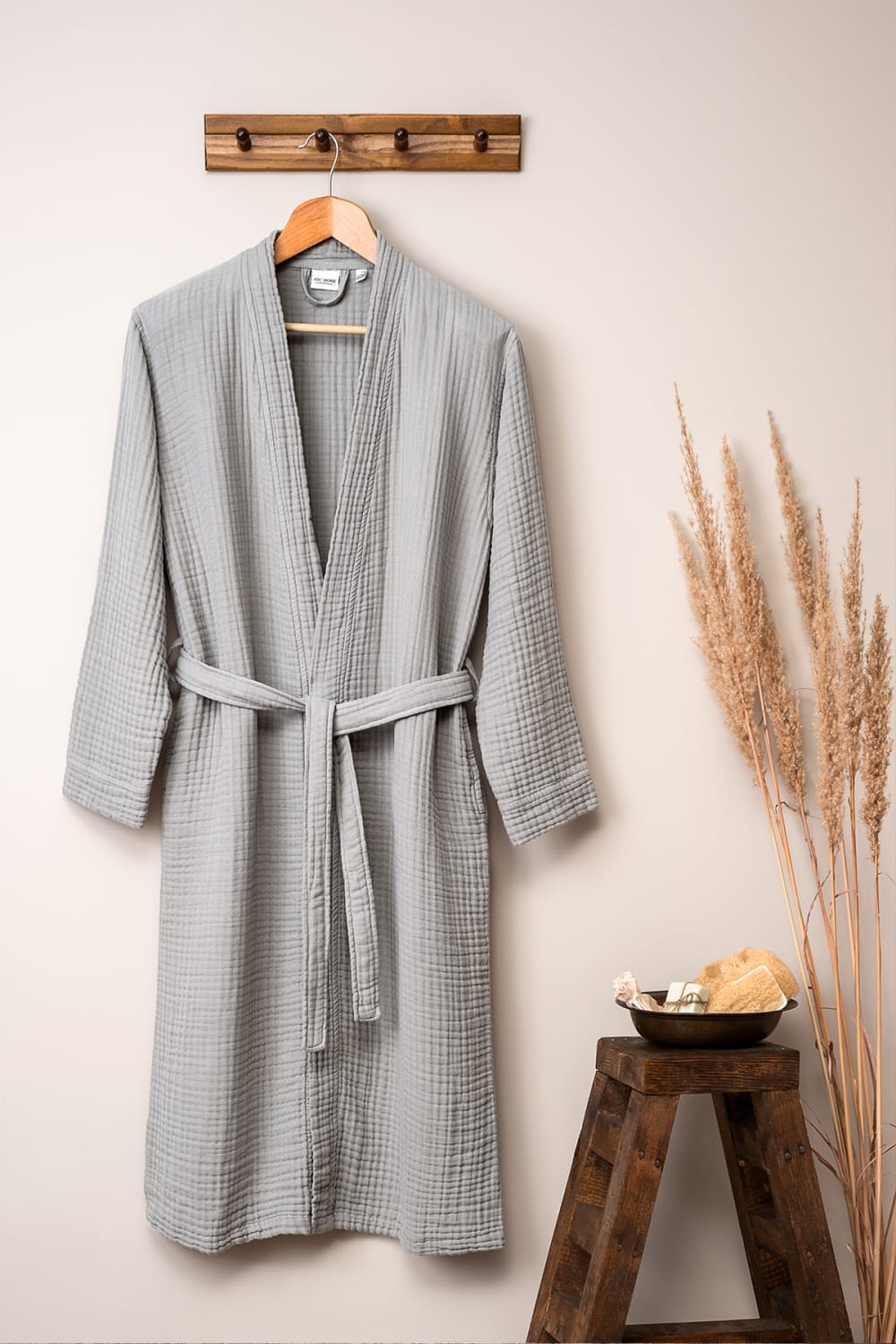 Peignoir gaze de coton s/m gris Peignoir gaze de coton s/m gris