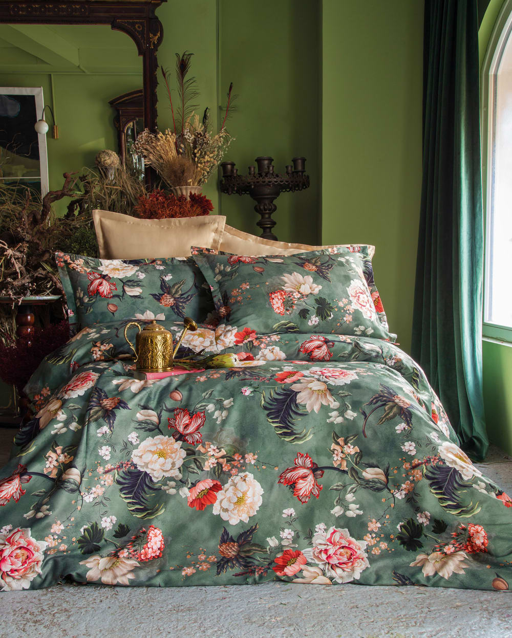 Parure de couette 260 x 240 cm - 2 personnes satin de coton imprimé