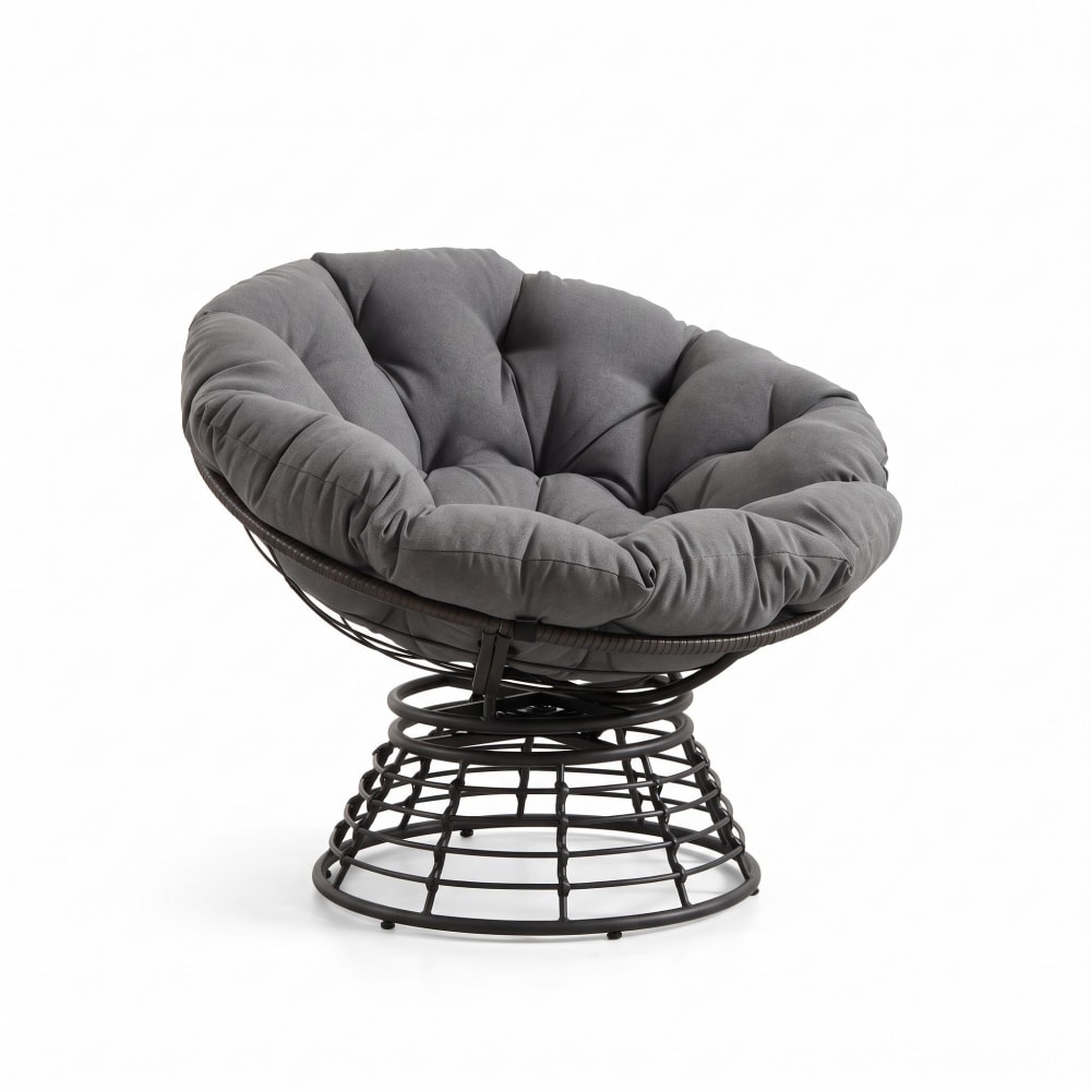 Chaise papasan ergonomique en rotin, pivot 360° int./ext.