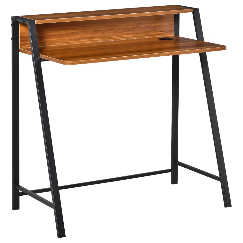 Meubles Cosy Computertisch mit Ablage und Kabeldurchlass, Walnuss-Finish style modern Mehrfarbig Holz