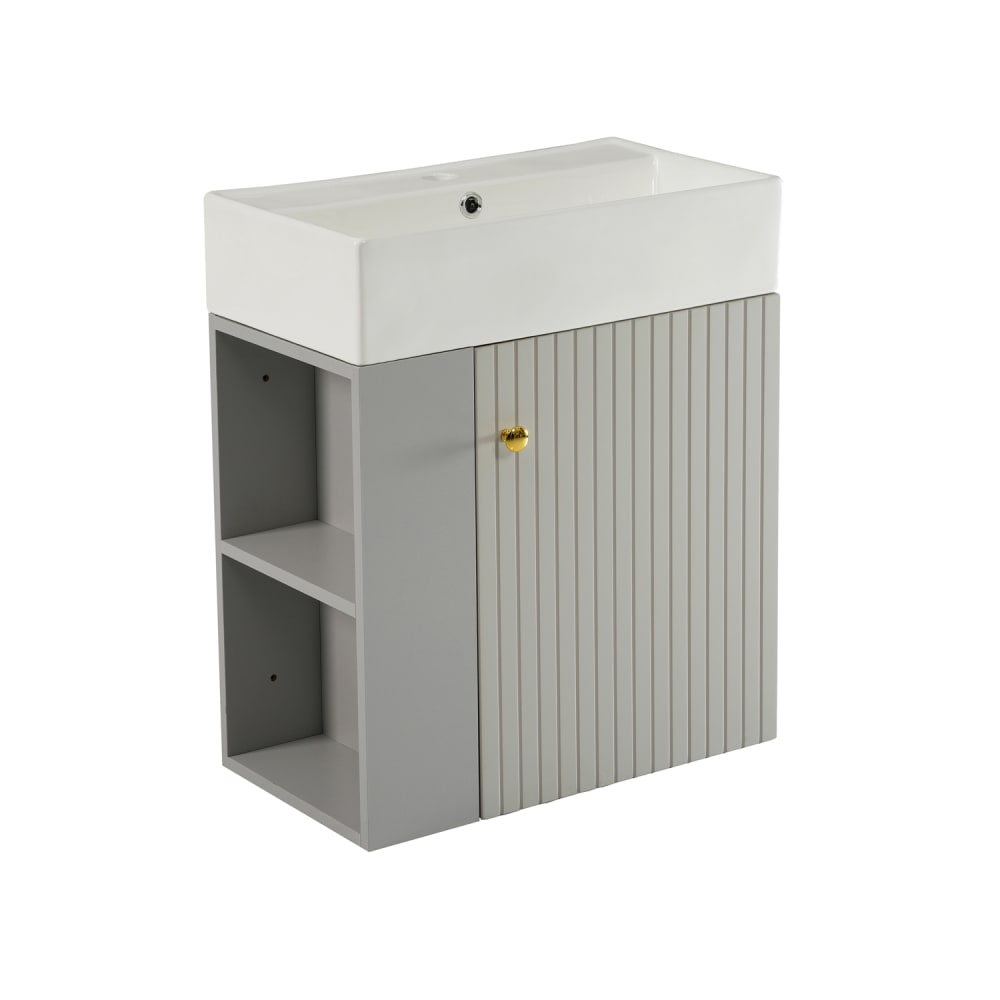 Meubles Cosy Bad-Wandschrank mit Waschbecken 55 cm und Unterschrank, hellgrau style modern - Spanplatte