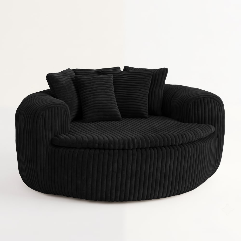 Fauteuil poire en velours côtelé avec 5 coussins dossier, noir Fauteuil poire en velours côtelé avec 5 coussins dossier, noir