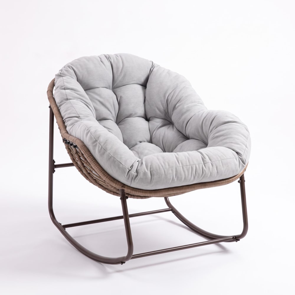 Fauteuil œuf en rotin oversize patio, int./ext., gris Fauteuil œuf en rotin oversize patio, int./ext., gris