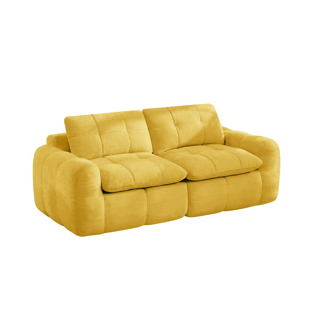 Canapé modulaire 2 places en chenille mousse 32d, jaune Canapé modulaire 2 places en chenille mousse 32d, jaune