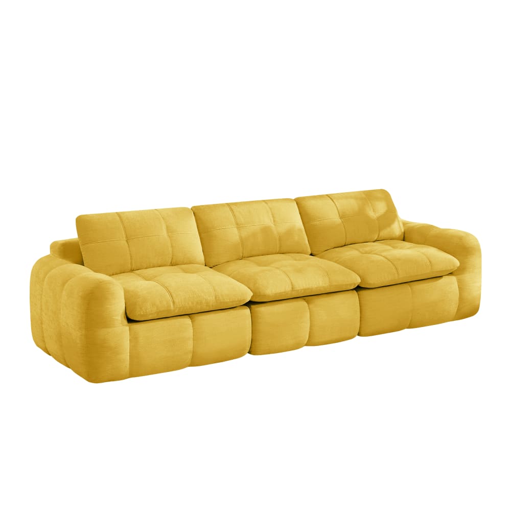 Canapé modulaire 3 places en chenille mousse 32d, jaune Canapé modulaire 3 places en chenille mousse 32d, jaune