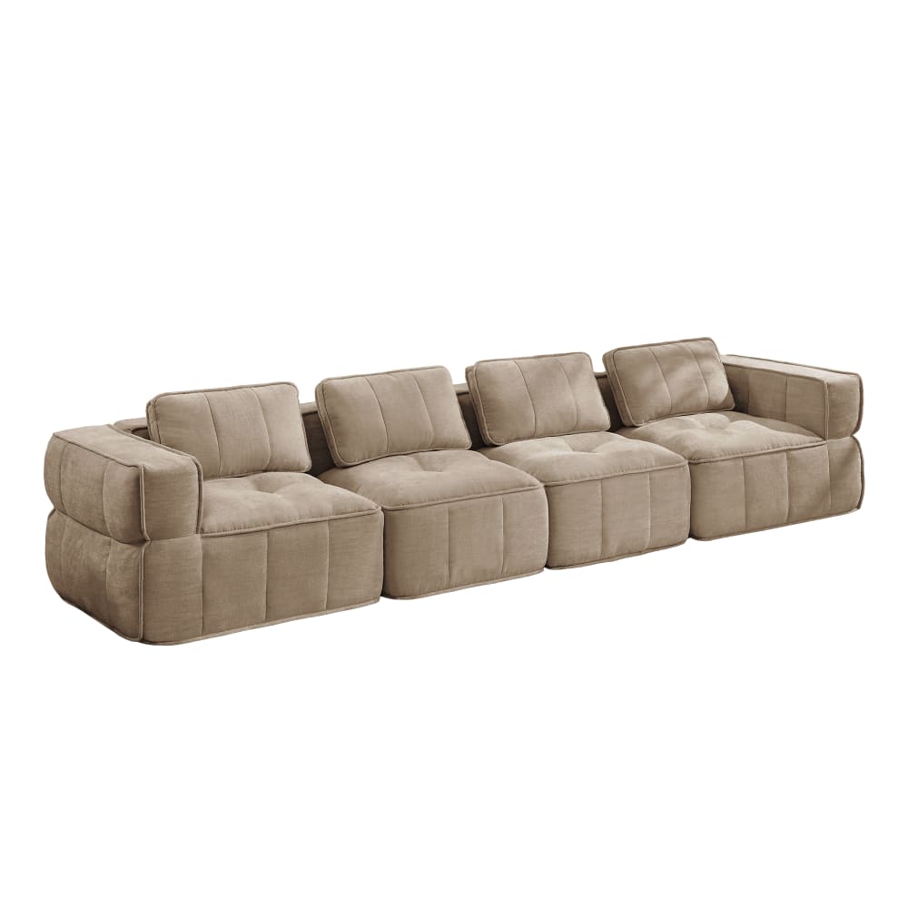 Grand canapé modulaire 4 places en mousse hd 32d, sable Grand canapé modulaire 4 places en mousse hd 32d, sable