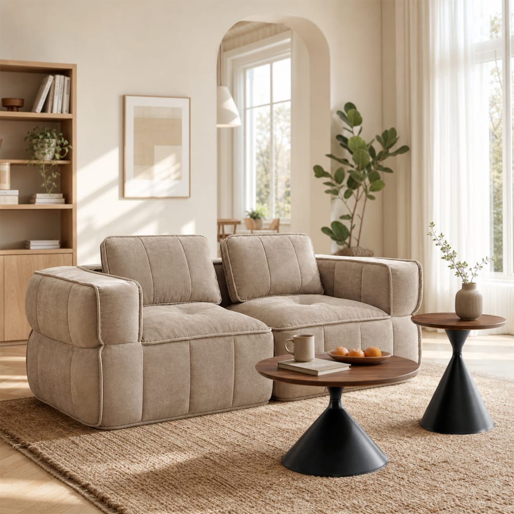 Meubles Cosy Modulares 2-Sitzer-Sofa mit 32D-HD-Schaum, sand style classic chic Mehrfarbig Pes - Polyester
