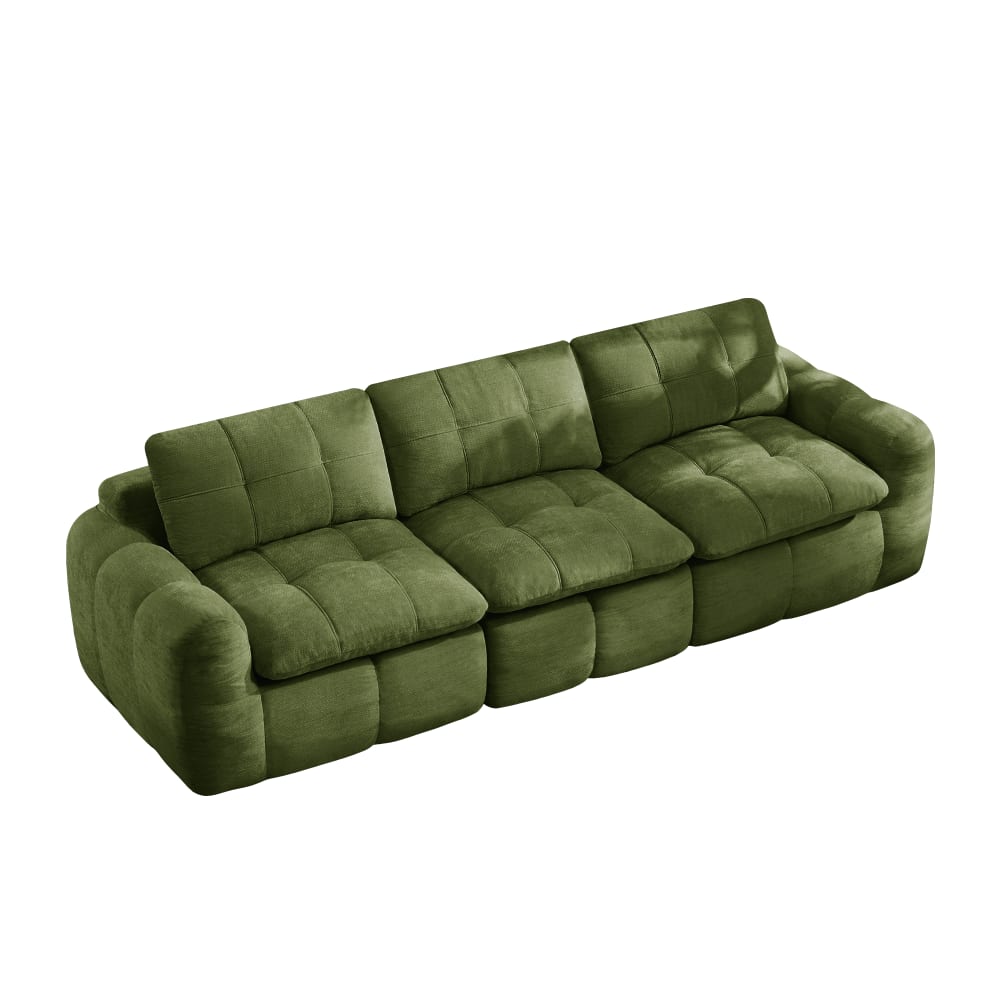 Canapé modulaire 3 places en chenille mousse 32d, vert Canapé modulaire 3 places en chenille mousse 32d, vert