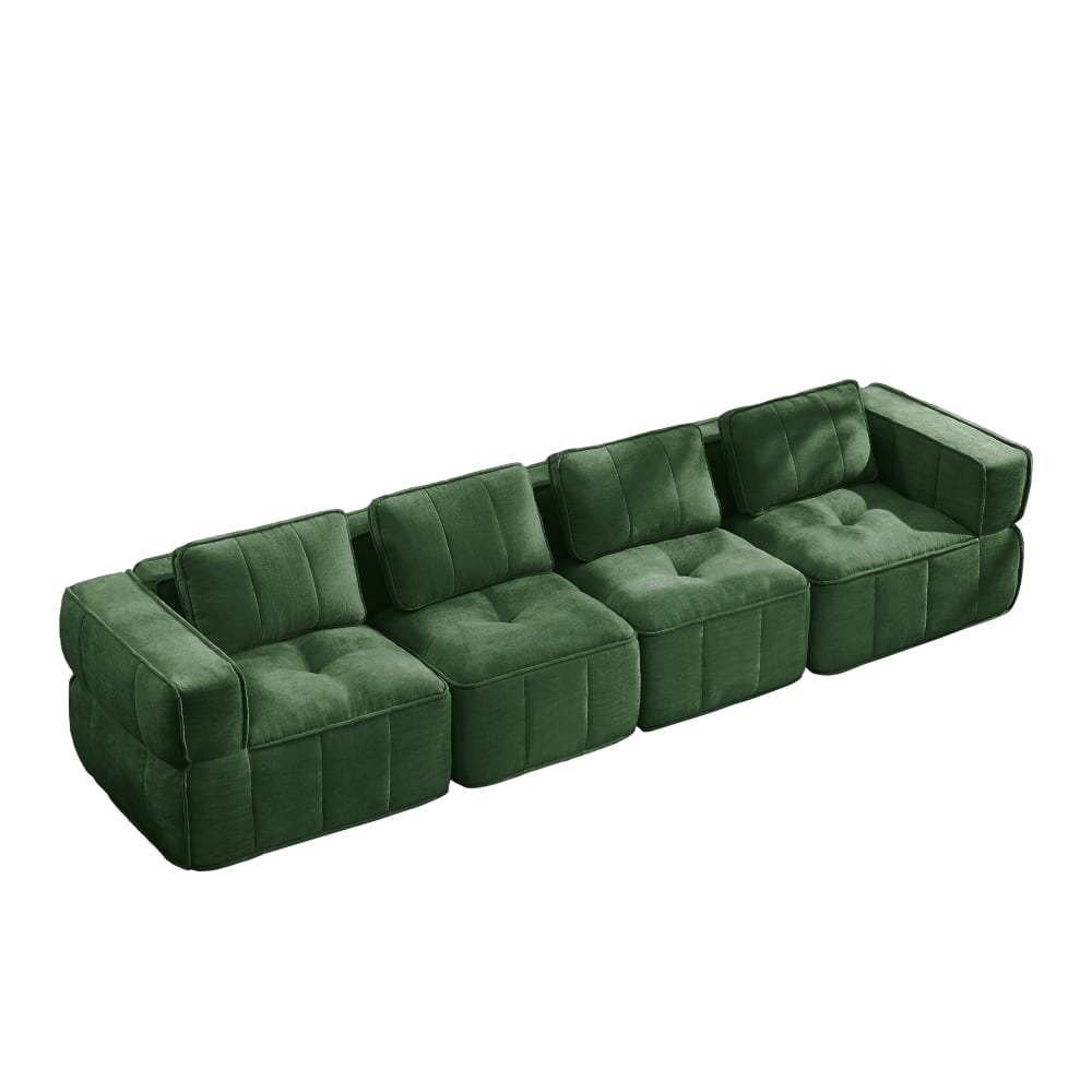 Grand canapé modulaire 4 places en mousse hd 32d, vert Grand canapé modulaire 4 places en mousse hd 32d, vert