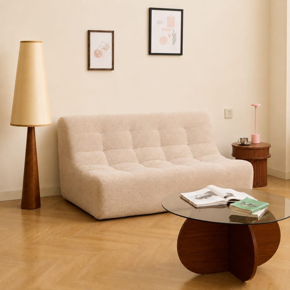 Canape banquette 2 personnes en tissu beige Canape banquette 2 personnes en tissu beige