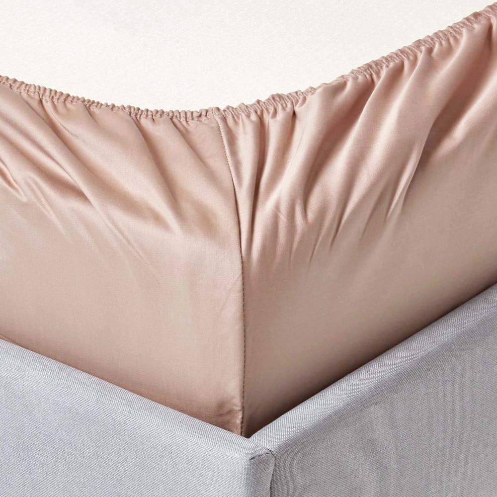 Spannbettlaken Satin ägyptische Baumwolle Beige Taupe 120x190 cm