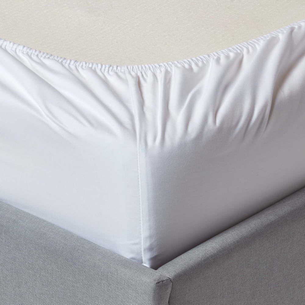 Spannbettlaken Satin ägyptische Baumwolle Weiß 100x200 cm -
