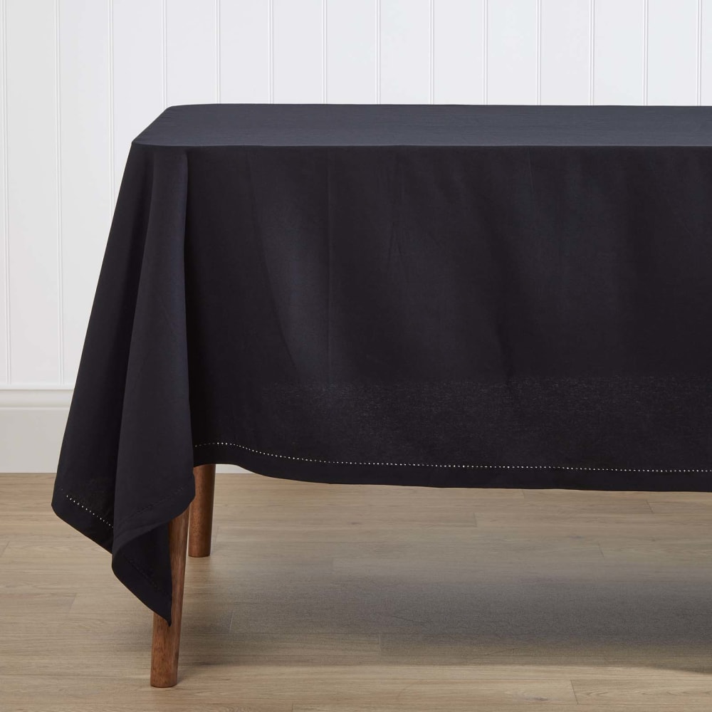 Tischdecke einfarbig rechteckig baumwolle schwarz 137x228 cm -