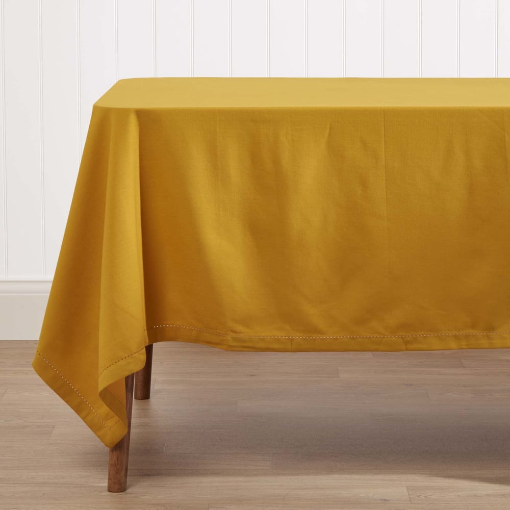 Tischdecke einfarbig quadratisch baumwolle senfgelb 137x137 cm -