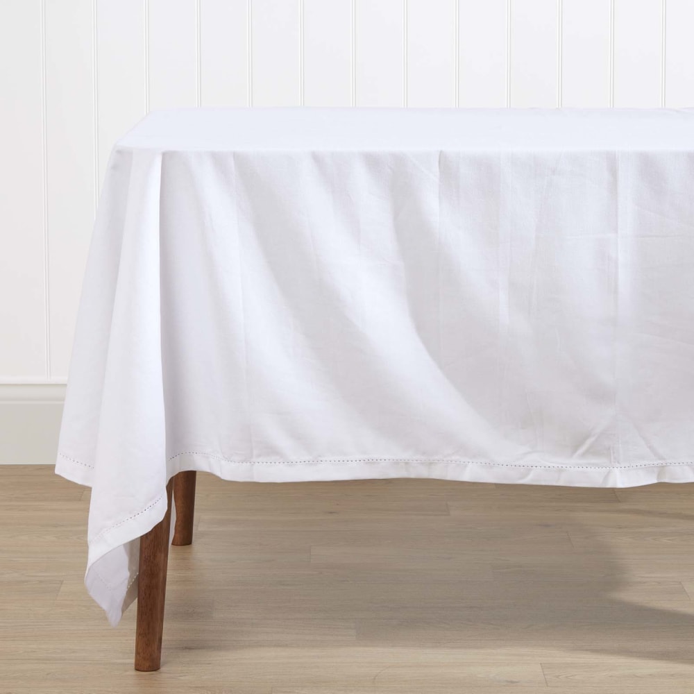Tischdecke einfarbig quadratisch baumwolle weiß 137x137 cm -