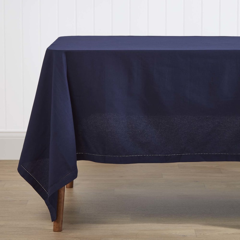 Tischdecke einfarbig rechteckig baumwolle marineblau 137x178 cm -