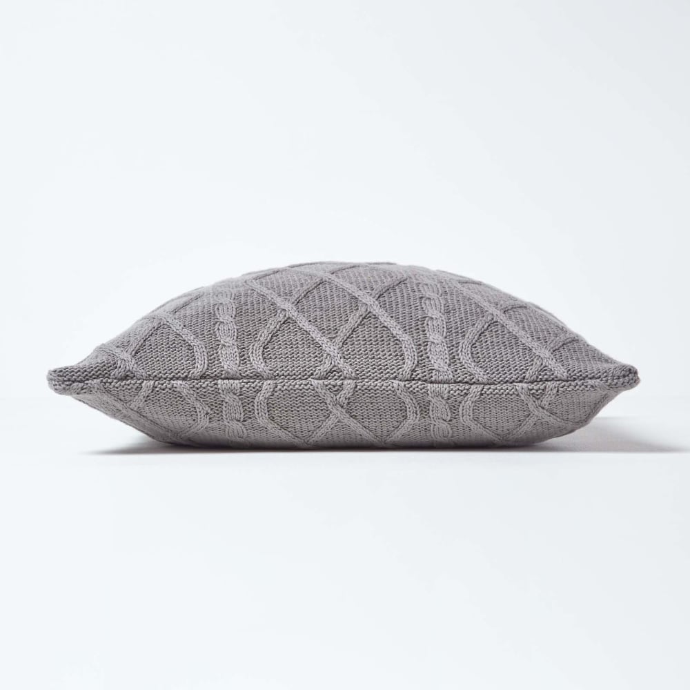Kissenhülle zopfstrick baumwolle grau 45x45 cm - Maisons Du Monde