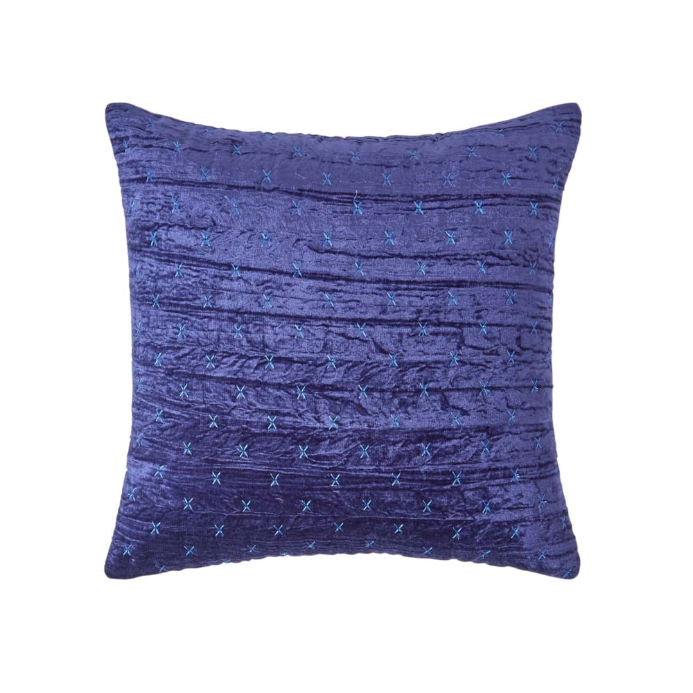 Housse de coussin piqué en velours de viscose bleu marine 55x55 cm
