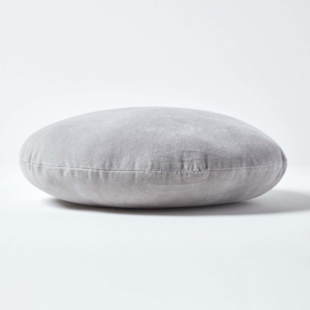 Kissen rund samt hellgrau 40 cm - Maisons Du Monde