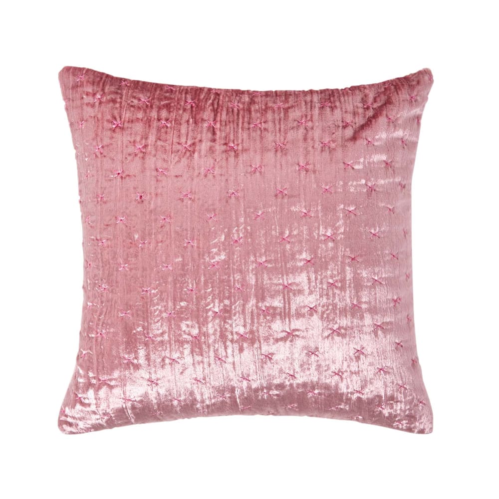 Housse de coussin piqué en velours de viscose rose 55x55 cm