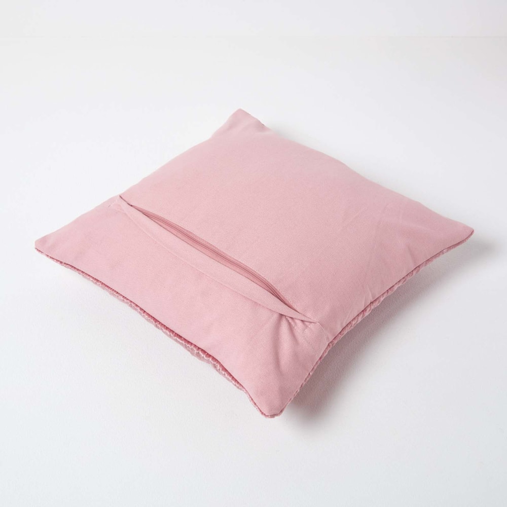 Housse de coussin piqué en velours de viscose rose 55x55 cm — vue 4