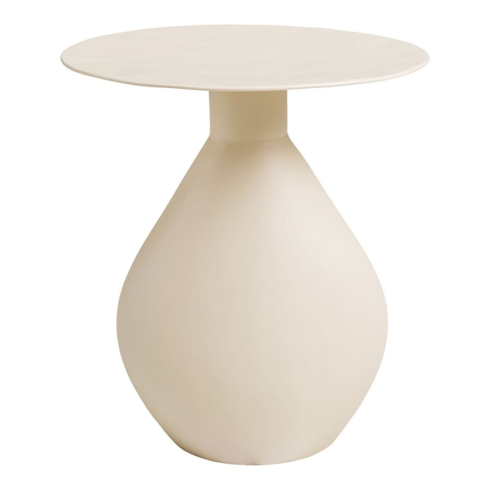 Table d'appoint h40cm en métal émaillé blanc ivoire