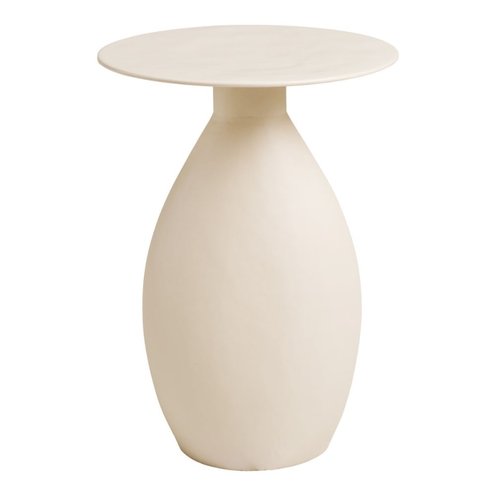 Table d'appoint h50cm en métal émaillé blanc ivoire