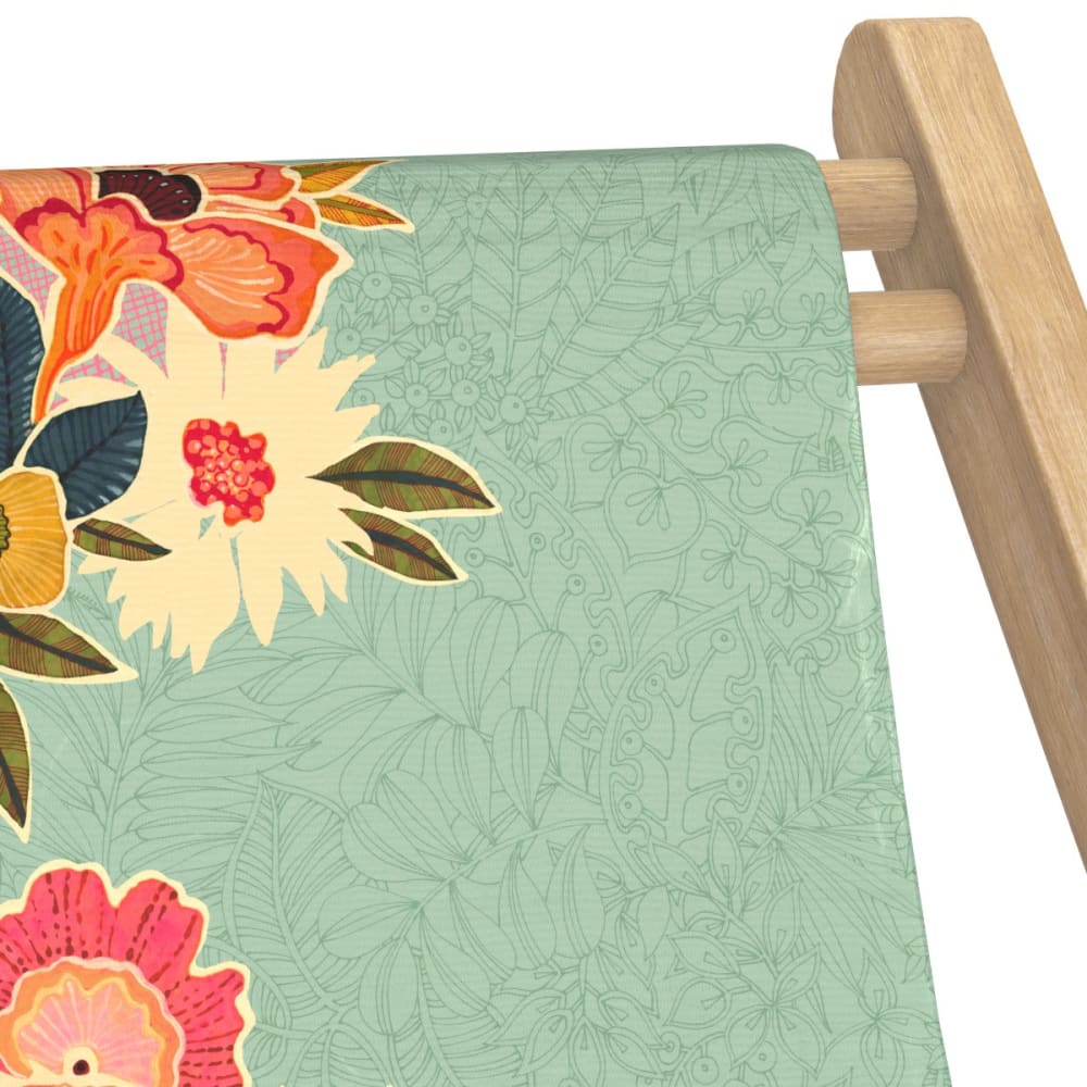 Toile outdoor pour transat, prête à poser, motif fleuri celadon