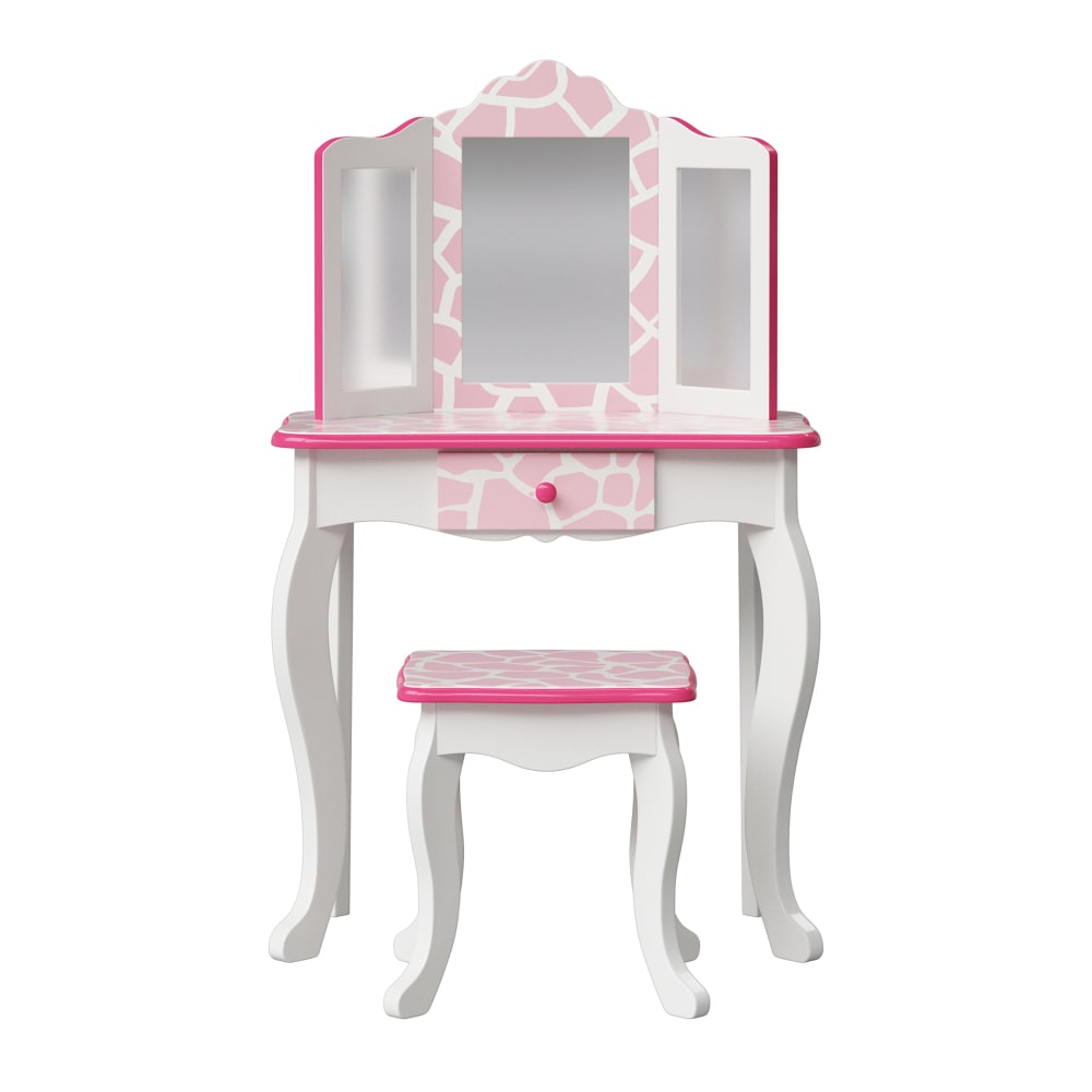 Coiffeuse enfant en bois rose et blanc Coiffeuse enfant en bois rose et blanc