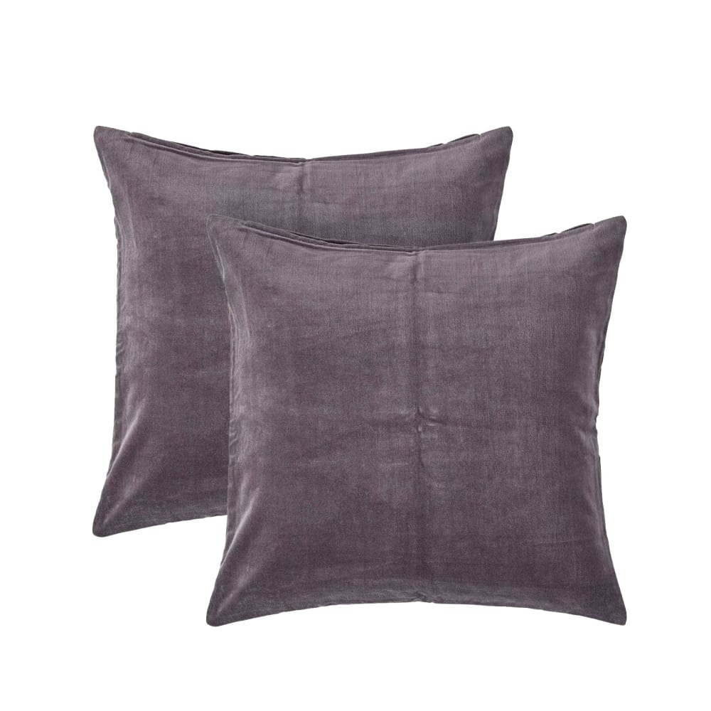 Lot de 2 housses de coussin en velours de coton gris foncé 40x40 cm
