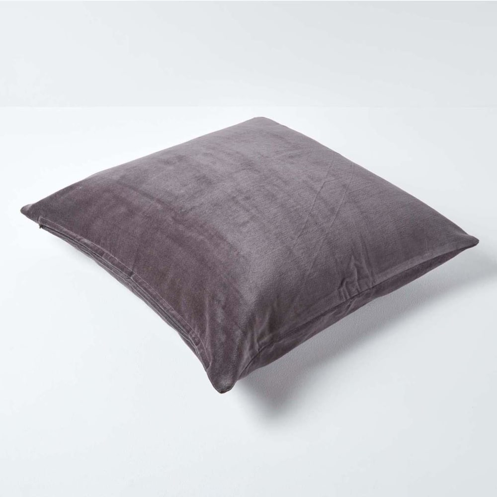 Lot de 2 housses de coussin en velours de coton gris foncé 40x40 cm — vue 4
