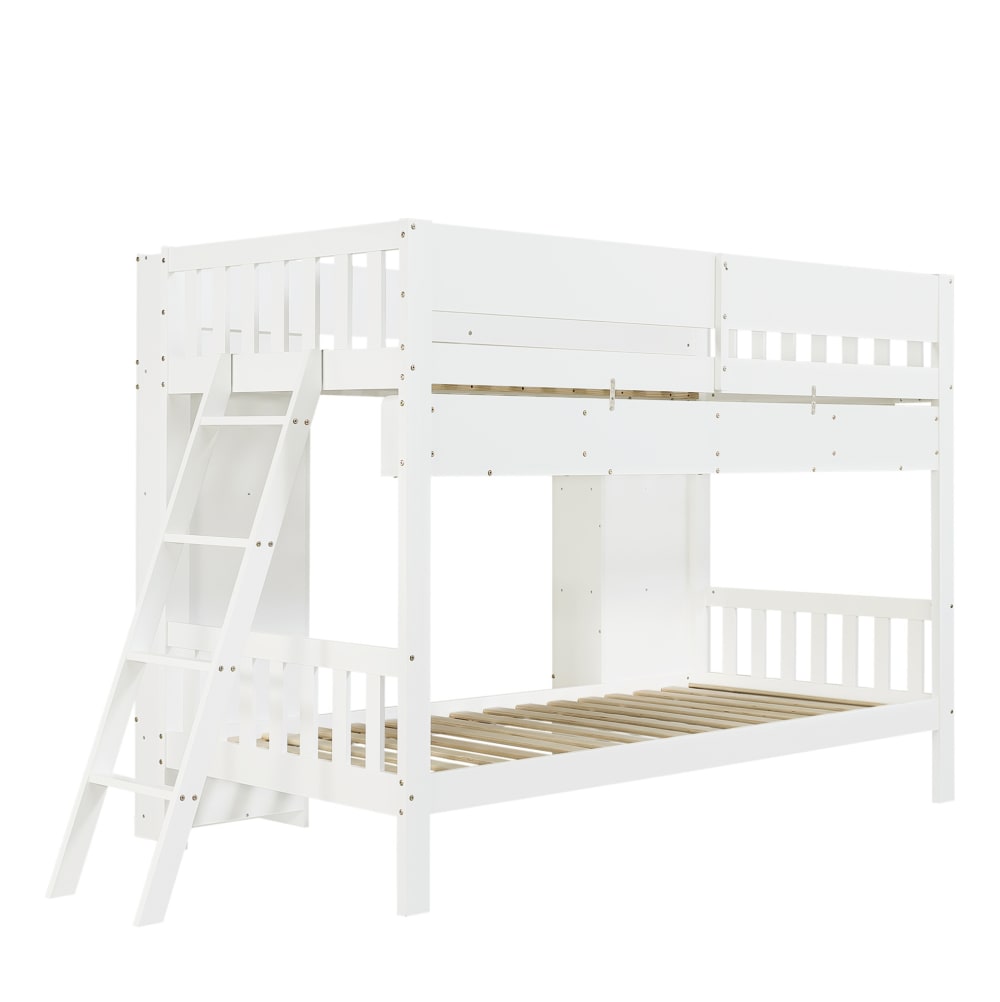 Lit superposé blanc avec rangements 90 x 200 cm
