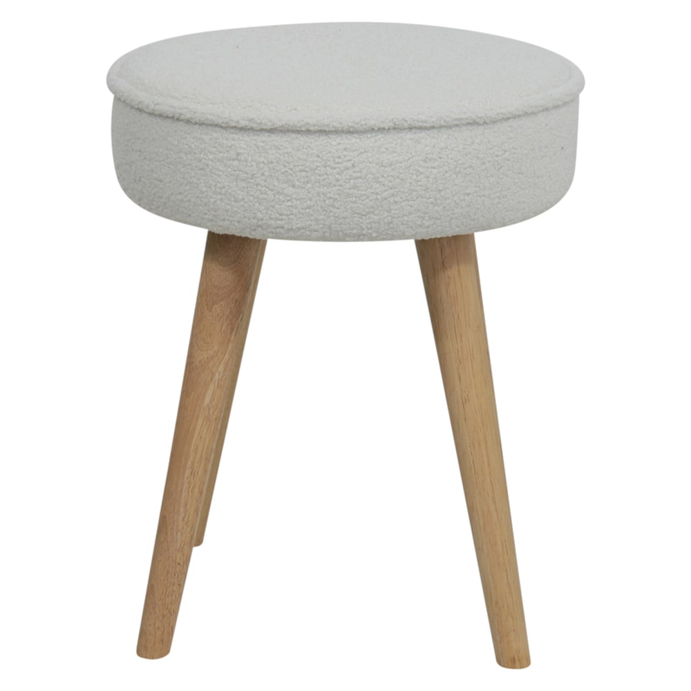 Pouf tissu effet laine bouclette écru Pouf tissu effet laine bouclette écru
